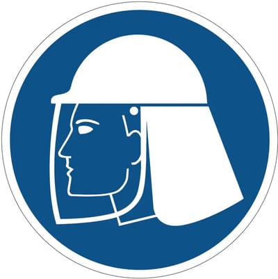 Gezicht hoofd en nekbescherming verplicht gebodssticker | 10 cm