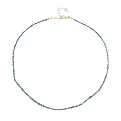 Cavill - Zilveren Halsketting - 925 Sterling Zilver Licht Verguld - Blauwe Diamanten Fancy Kraal 11,144 ct - Luxe, Verstelbaar, Handgemaakt