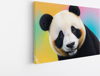 Saammp Canvas Schilderij - Abstracte Panda - Kleurrijk - Natuur - Dieren - 45x30 - Foto op canvas - Wanddecoratie - Muurdecoratie Woonkamer - Slaapkamer decoratie - Canvas Print