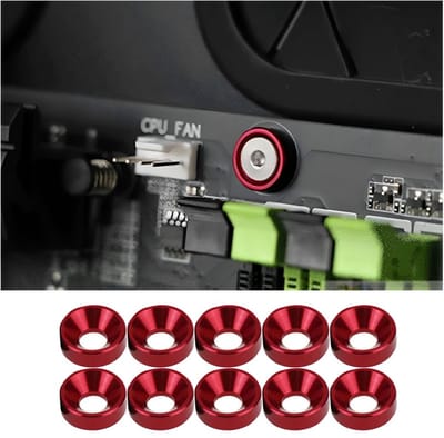 Allecto - Aluminium Sluitringen - Verfraaiing - Rood - Universeel - Metalen Platte Kop - Geschikt voor Motorruimte - 10 Stuks