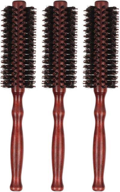Dailygoods- Haarborstel Ronde - 3 Stuks - Varkenshaar/Nylon - Hittebestendig - Antistatisch - Geschikt voor Salongebruik - Stylingborstel