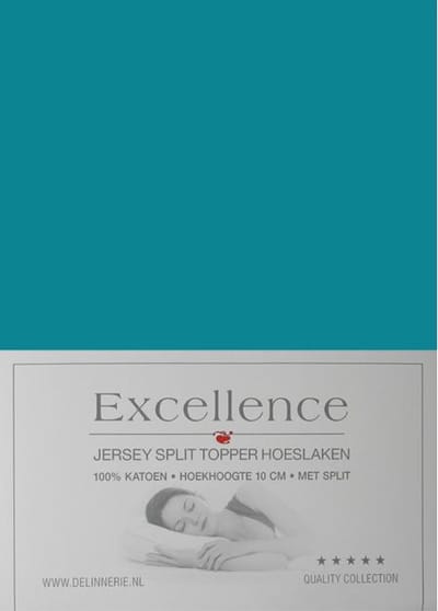 Excellence Jersey Split Topper Hoeslaken - Tweepersoons - 140x200/210 cm - Sea Green
