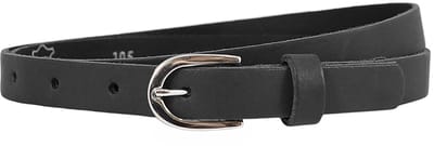 Landley Smalle Dames Riem Leer Zwart - 2 cm - Leren Broekriem Smal - Vrouwen Tailleriem - Lengte totaal 100 cm / Riemmaat 85