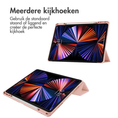 imoshion Tablet Hoes - Geschikt voor Apple iPad Pro 12.9 (2022) / Pro 12.9 (2021) / Pro 12.9 (2020) / Pro 12.9 (2018) - Trifold Hardcase Bookcase - Roze