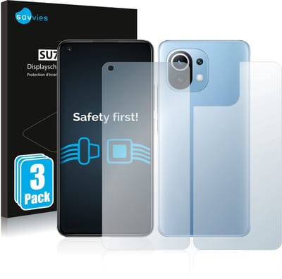 Savvies - Screenprotector voor Xiaomi Mi 11 Lite 5G (Voor+Achter) - Folie Beschermfolie transparant 6 Stuks