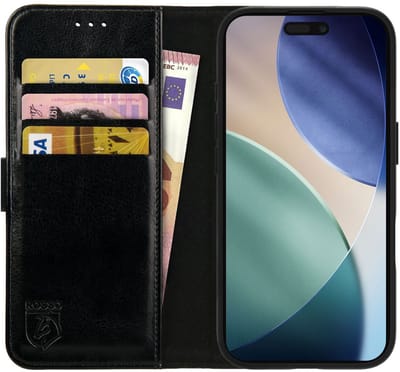 Rosso Element Geschikt voor Apple iPhone Air | Wallet Book Case | Portemonnee Hoesje | 3 Pasjes | Magneetsluiting | Stand Functie | Zwart