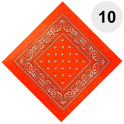Fako Fashion - Bandana - Hoofddoek - Mondbescherming - Zakdoek - Paisley - Donker Oranje - 10 Stuks
