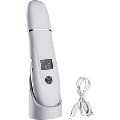 Ultrasone Huidscrubber Peeling Mee-eterverwijderaar Diepe Gezichtsreiniging Ultrasone Ion Acne Poriënreiniger Gezichtsschep huidverzorging wit