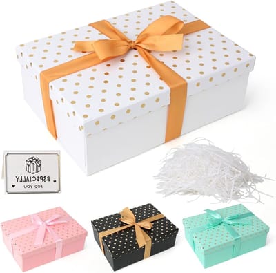 Premium Cadeaubox met Deksel en Strikken, Vouwbare Geschenken Doos voor Verjaardag, Valentijn, Kerst en Bruiloft - 25 x 18 x 8.5 cm