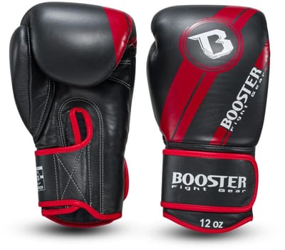 Booster BGL V3 Leren Bokshandschoenen – Zwart/Rood – 12 oz