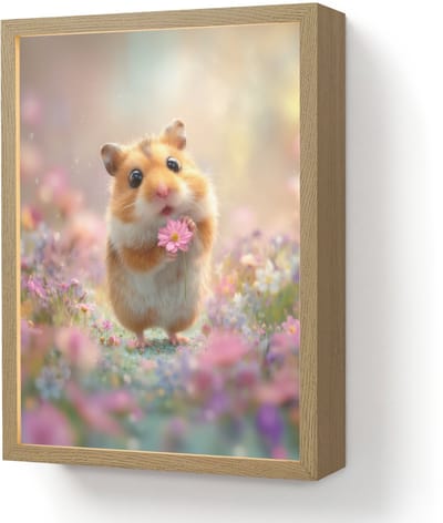 Wandlamp 30x40 cm - Oplaadbaar - Hamster - Bloemen - Roze - Oranje - Wandlampen binnen woonkamer - Slaapkamer lamp - Decoratieve nachtlamp - Vloerlamp draadloos