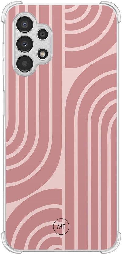 Hoesje (shockproof) geschikt voor Samsung Galaxy A13 4G - Blush shapes - Extra sterke case - TPU/polycarbonaat - Print - Roze, Transparant