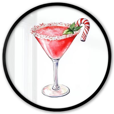 Poster in lijst Rond - Fotolijst 40x40 cm - Posters - Cocktail - Drank - Winter - Kunst - Ronde posterlijst zwart - Decoratie - Wanddecoratie woonkamer - Muurdecoratie slaapkamer