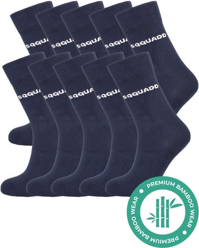SQQUADD® Bamboe Sokken Dames en Heren - Donkerblauw 10-pack - Maat 35-38 - Naadloos en Duurzaam - Tegen Zweetvoeten - Bamboo - Blauw Navy