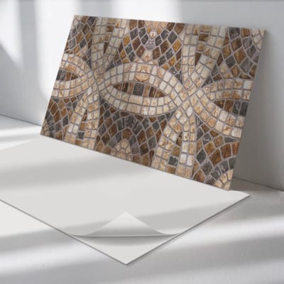 Wallfluent Vinyl Wandpaneel - Mozaïekpatroon in weefsel Vinyl Wandbekleding - 100 cm x 50 cm - Bruin PVC wandpaneel - 1 stuk - Rechthoekig Wandbekleding Vinyl - Texturen Wandpaneel - Zelfklevend Muurpaneel - Wandpaneel Keuken en Badkamer