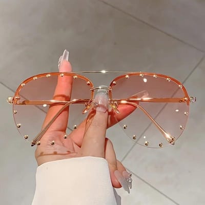 Oversized Metalen Frame Zonnebril Mannen Vrouwen Mode Vintage Piloot Tinten Brillen Rijden Zonnebrillen brown