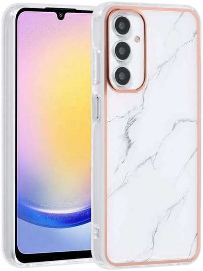 Multimedia & Accessoires Siliconen Marmer Harde Back Cover Case Hoesje geschikt voor Samsung Galaxy A36 5G – TPU – Harde Plastic – Wit