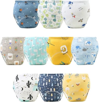 SnelShoppen - 10 Stuks Herbruikbare Oefenbroekjes voor Baby's - Leerbroekjes, Luiers om Te Leren, Trainingsbroekjes van Comfortabel Materiaal, Ideaal