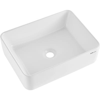 VEVOR Rechthoekige wastafel, 482 x 373 x 135 mm, badkamer wastafel, moderne keramische wastafel, voor toiletten, hotels, restaurants, helder wit