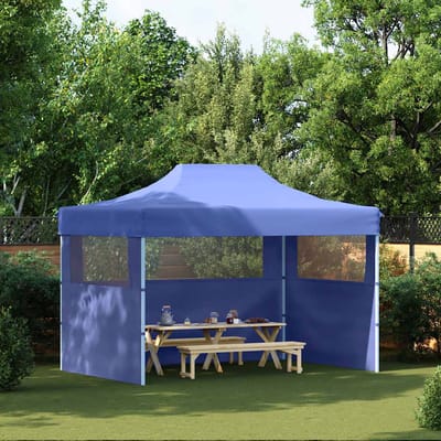 vidaXL - Partytent - met - 3 - zijwanden - inklapbaar - 3x4 - m - staal - blauw