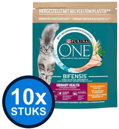 10x Purina One - Adult Urinary Care Kip - Kattenvoer Droogvoer - 800 g