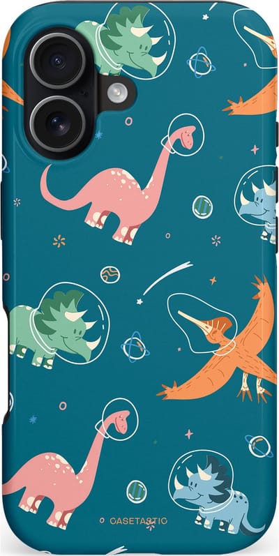 Casetastic hoesje geschikt voor Apple iPhone 17 - MagSafe - Dubbellaagse bescherming - Ruimte raptors - Fashion Case - Petrol Perzik Groen
