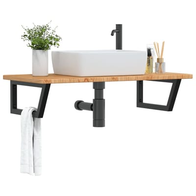 vidaXL - Badkamer - wandschap - staal - en - massief - eikenhout