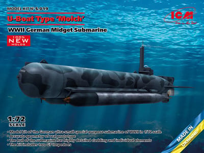 ICM Modelbouwpakket Militaire voertuigen - S019 U-Boat Type - Molch - WWII Germen Midget Submarine Plastic - 1:72 - Modelbouw