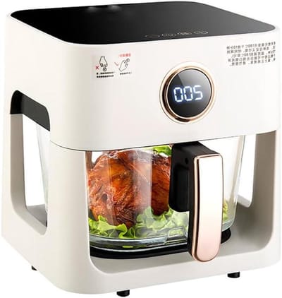 Slimme Airfryer - Heteluchtoven Keuken - Gezond Koken - Grote Transparanteruit - 4 Liter Capaciteit - Wit