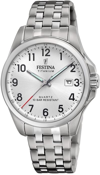 Festina F20696/1 Heren Horloge - Mineraalglas - Titanium/Staal - Zilverkleurig - Ø 41 mm - Quartz - Vouw/Vlindersluiting - 10 ATM (zwemmen)