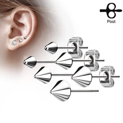 Oorbel spike egaal 0.8x6x3 - zilver - LMPiercings