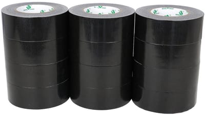Extra Sterke Zwarte Duct Tape - 12 Rollen - 50 mm x 50 m - Handmatig Scheurbaar en Waterdicht