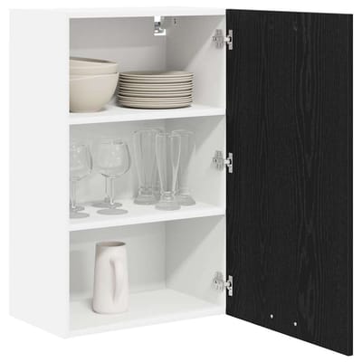 vidaXL - Hangkast - Zwart - Eiken - en - Wit - 50 - x - 31 - x - 80 - cm - Bewerkt - hout