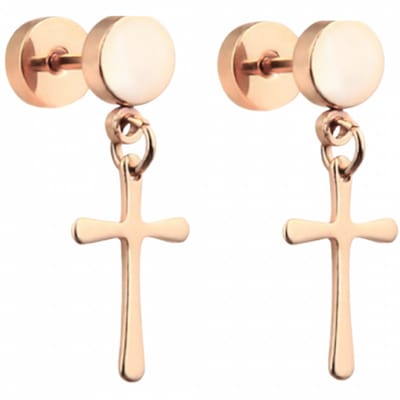 Dumble- fake -oorbellen- goudkleurig- kruis-Charme Bijoux