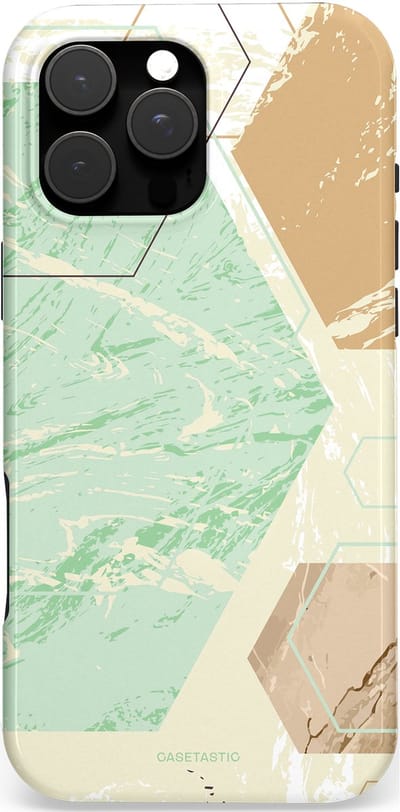 Casetastic hoesje geschikt voor Apple iPhone 16 Pro Max - MagSafe - Dubbellaagse bescherming - Vlaklicht - Fashion Case - Crème Mintgroen Wit Lichtgrijs