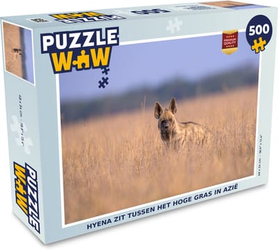 Puzzel Hyena - Gras - Azië - Legpuzzel - Puzzel 500 stukjes