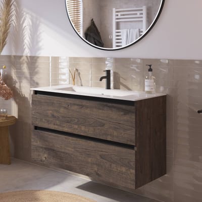 Saqu Gaia Badkamermeubel Set - 101x46 cm - Voorgemonteerd - Bruin - Wastafelmeubel - Badmeubel