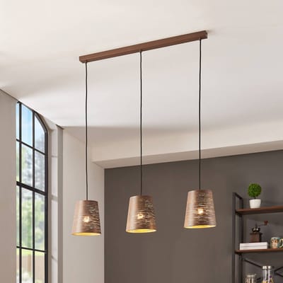 EGLO Segezia hanglamp, mokka/goudkleurig, lengte 88 cm, 3-lamps.