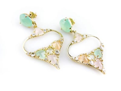 Zilveren oorringen Model Glittering Colors Small gezet met gekleurde stenen groen