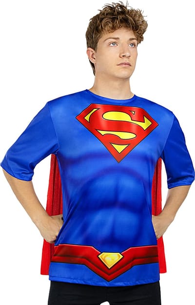 FUNIDELIA Superman Kotuum voor mannen - Shirt en Cape - Maat: S-M - Rood