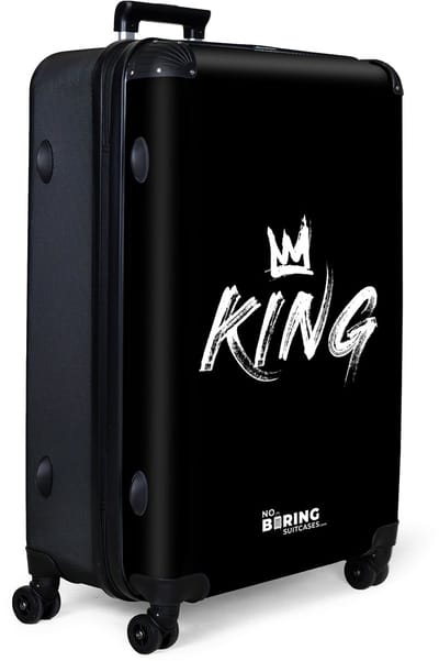 NoBoringSuitcases.com® - Koffer groot - Reiskoffer lichtgewicht - 'King' en kroon geschreven in graffiti stijl - Rolkoffer met 4 wielen - Grote trolley XL - 98 liter bagage