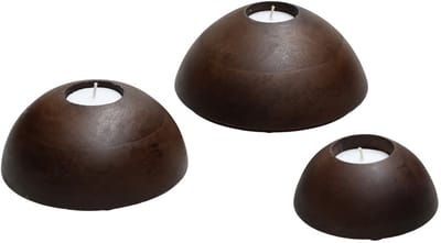 Waxinelichthouder Aspen | Set van 3 | walnut hout | Ø9 x H4 cm - Ø12 x H5 cm - Ø15 x H6 cm