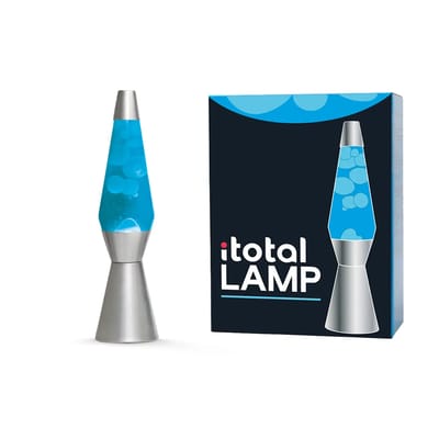 Lavalamp Raket - blauw met witte lava - 40 X 11 Cm - Glas/aluminium - I-total