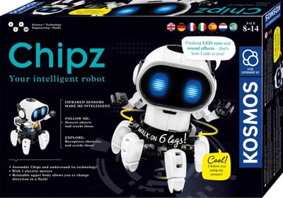 KOSMOS Chipz Intelligente Robot - Experimenteerset - Bouw je eigen slimme robot met sensoren en spelmodi - Volgmodus en Obstakeldetectie - Meer dan 100 Onderdelen - STEM Speelgoed - Vanaf 8 Jaar