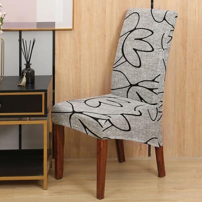 Housse de chaise à dossier King imprimée, extensible, grande taille Xl, pour salle à manger, maison, hôtel, Banquet, décoration de siège Long XL size gray