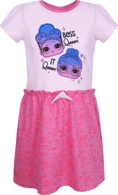 Roze kinderjurkje met een LOL Surprise print