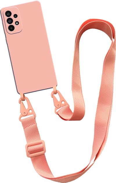Smartphonica Hoesje met breed koord voor Samsung Galaxy A73 5G siliconen back cover met zachte binnenkant - Zalm geschikt voor Samsung Galaxy A73 5G