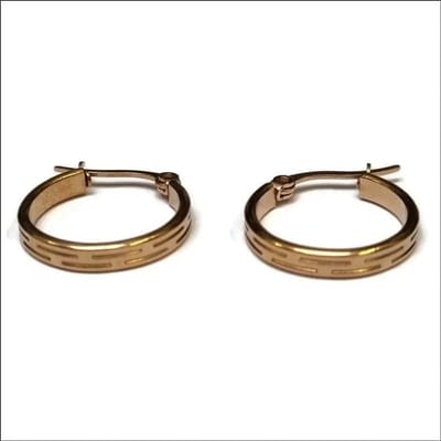 Aramat Jewels | Oorringen | Rosékleurige Stalen Oorringen met Streepjesmotief | | | |3mm | Staal | Volwassenen | Verkleurd niet