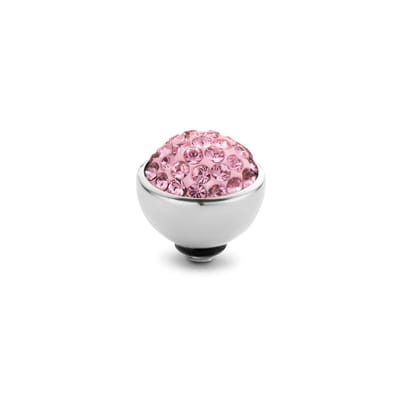 Melano Twisted Shiny Steentje Light Rose | Zilver