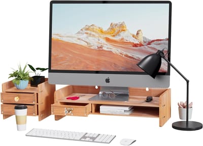 Bureau Organizer - Desktop Opbergrek - Kantoor Werkplek - Met Lade - 65cm Breed - Houtkleur